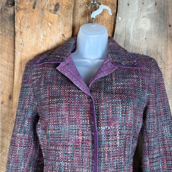 Philosophy di Alberta Ferretti Purple Tweed Coat - Size 4 - Picture 3 of 15
